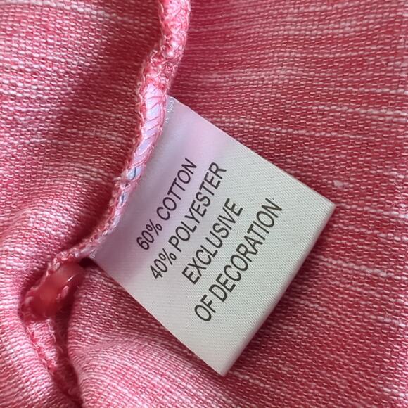 NWT TailorByrd Melange Slub Henley T-shirt Pink Nantucket Red Short Sleeve Top M - Picture 6 of 8